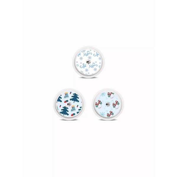 Freestyle Libre 2 Winter Edition stickers, featuring snowflakes and winter patterns, enhance sensor style and durability.