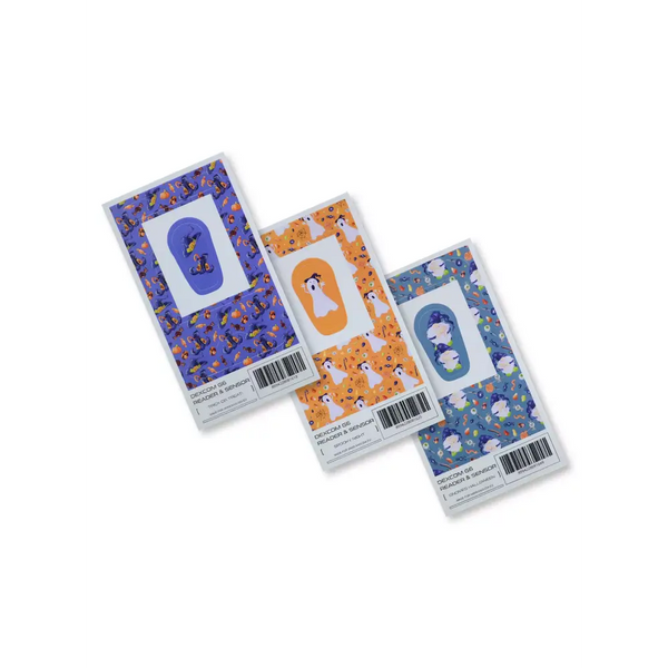 Dexcom G6 Receiver and Transmitter Stickers - Halloween Edition with spooky designs.