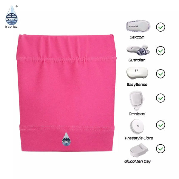 Pink glucose sensor armband for children, Barbie Edition, compatible with Dexcom, Guardian, EasySense, Omnipod, Freestyle Libre, and GlucoMen Day sensors.