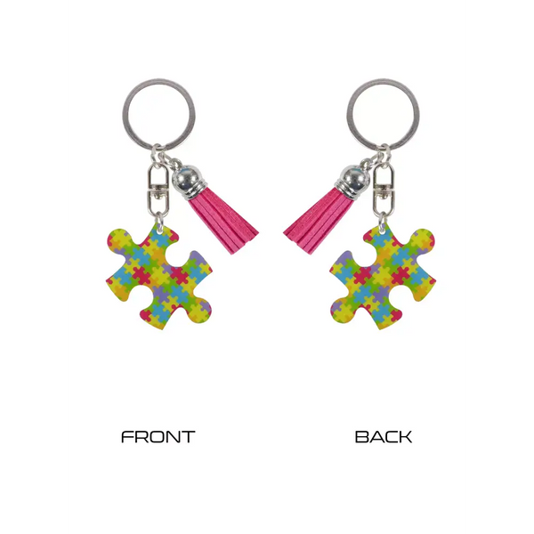 Medical Awareness Keychain with colorful puzzle piece design, promoting Autism Awareness, practical accessory for advocacy.