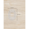 CGM sensor patch template on wooden surface with dimensions 6.4cm by 8.7cm, made from durable clear acrylic for precision cuts.