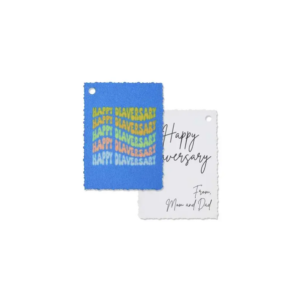 Inspiring Diaversary gift tags with vibrant canvas design and personalized message space.