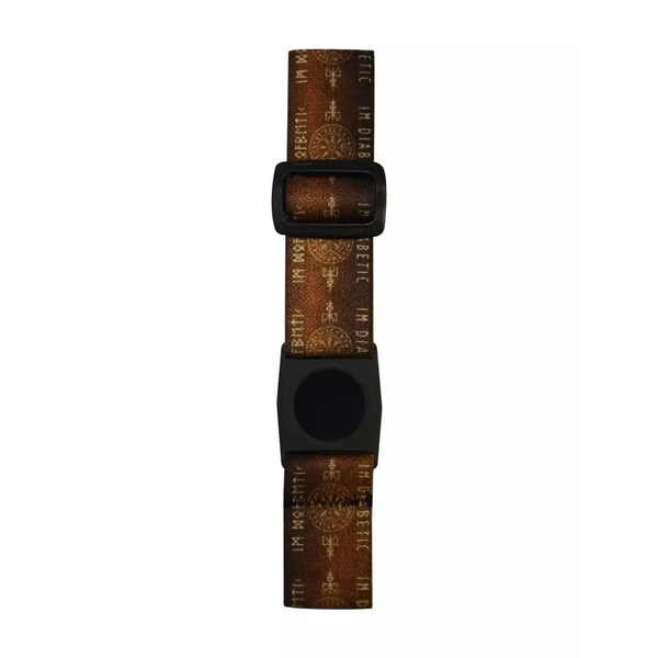 Freestyle Libre 3 armband with Viking design and stickers for glucose sensor.