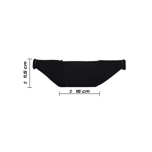 Insulin pump belt with two pockets, Dia-Twin Pocket Belt B, showing dimensions in black.
