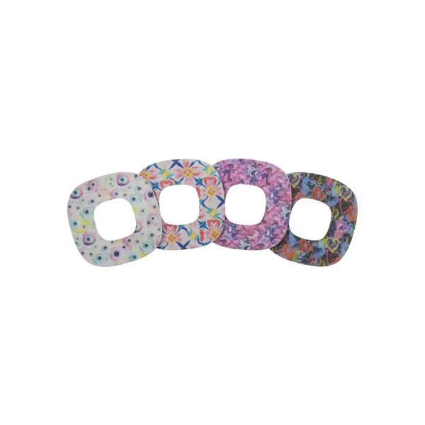 Colorful Simplera sensor patches for Medtronic, secure and hypoallergenic.