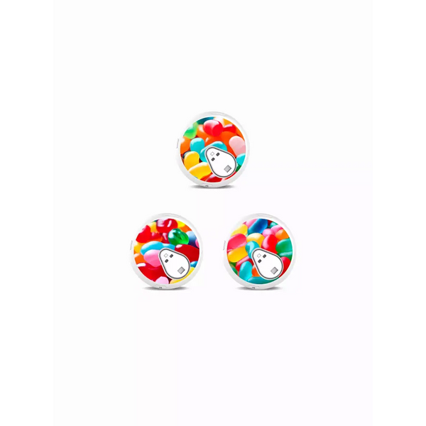 Sinocare iCan i3 CGM Stickers in Fun Vibes Jelly Beans design. Colorful and fun jelly bean patterns to enhance your CGM sensor. 3 stickers per pack.