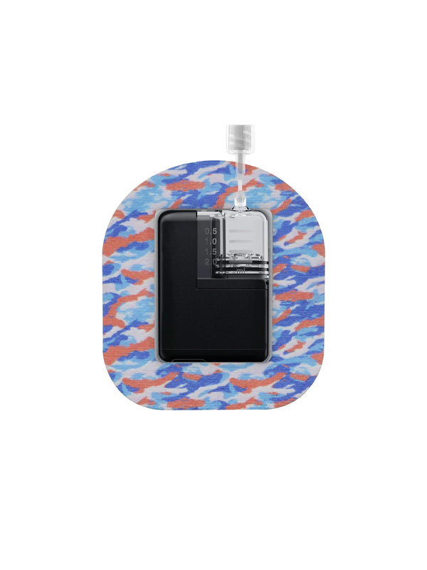Flow Camo Patch Me Up patch with Tandem Mobi insulin pump