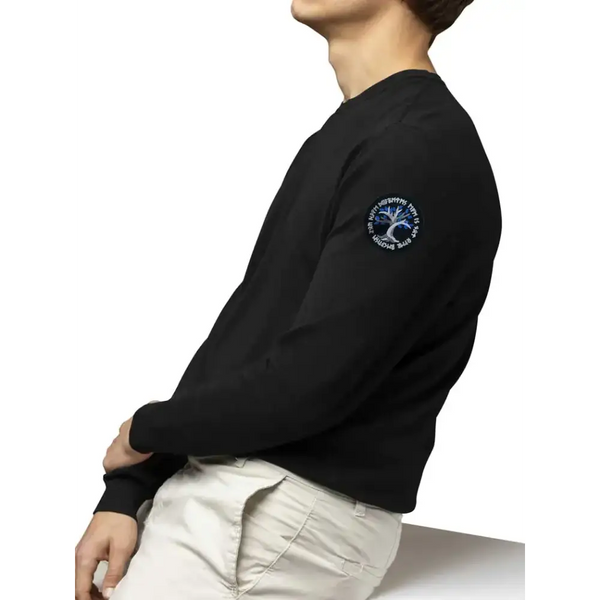 Viking-inspired Diabetes Awareness iron-on patch on black sweater.