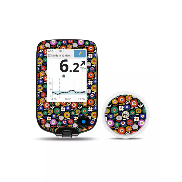 Floral Freestyle Libre Reader and Sensor Stickers, Spring Edition, water-resistant.