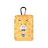 Insulin pump pouch for kids with giraffe design and cooling system featuring a carabiner.