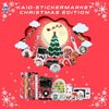 Festive collection of diabetes device stickers for Christmas, featuring colorful designs for insulin pens, CGM sensors, and pumps. Perfect for adding holiday cheer.