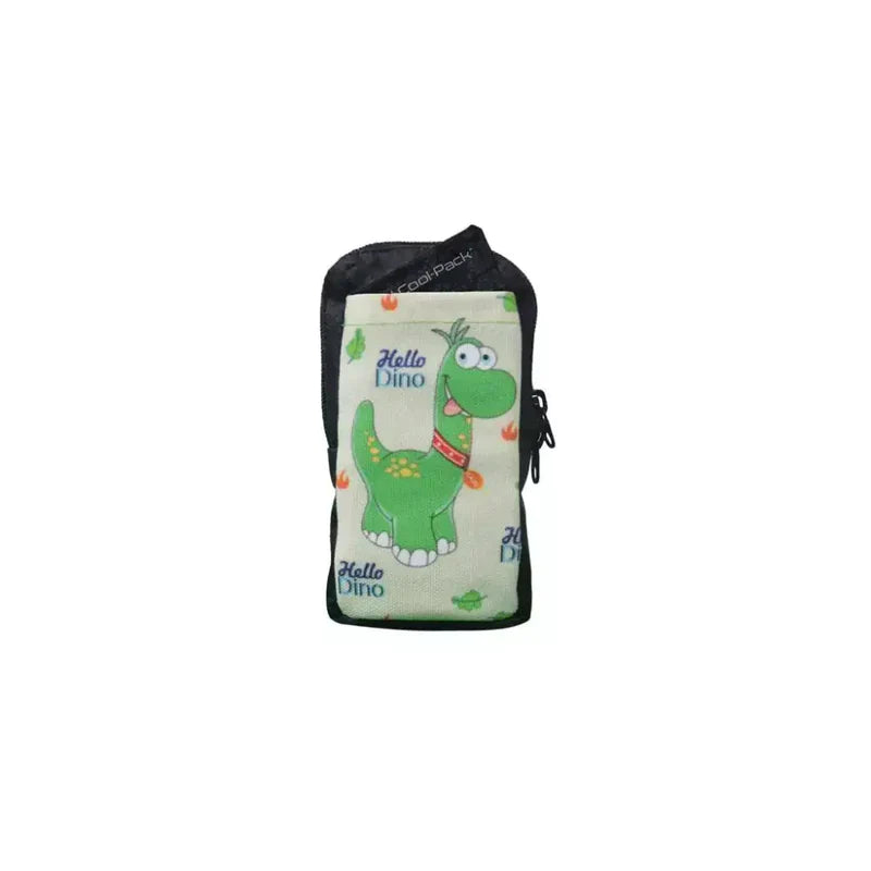 Vertical insulin pump pocket for kids, "Hello Dino" design, protective and fun for daily use. Image