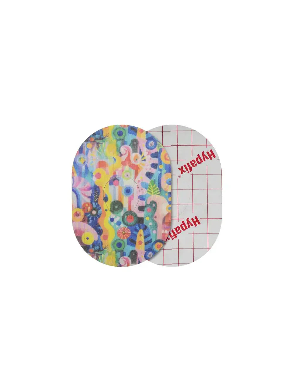 Patch adhésif Dexcom G7, motif Ethereal Bloom, recto et dos avec film protecteur