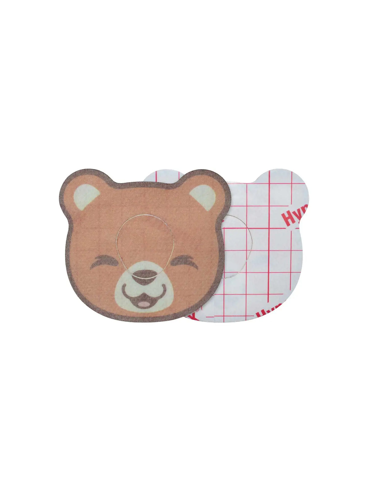 Patch adhésif enfant Dexcom G7, forme ourson, recto et dos avec film protecteur