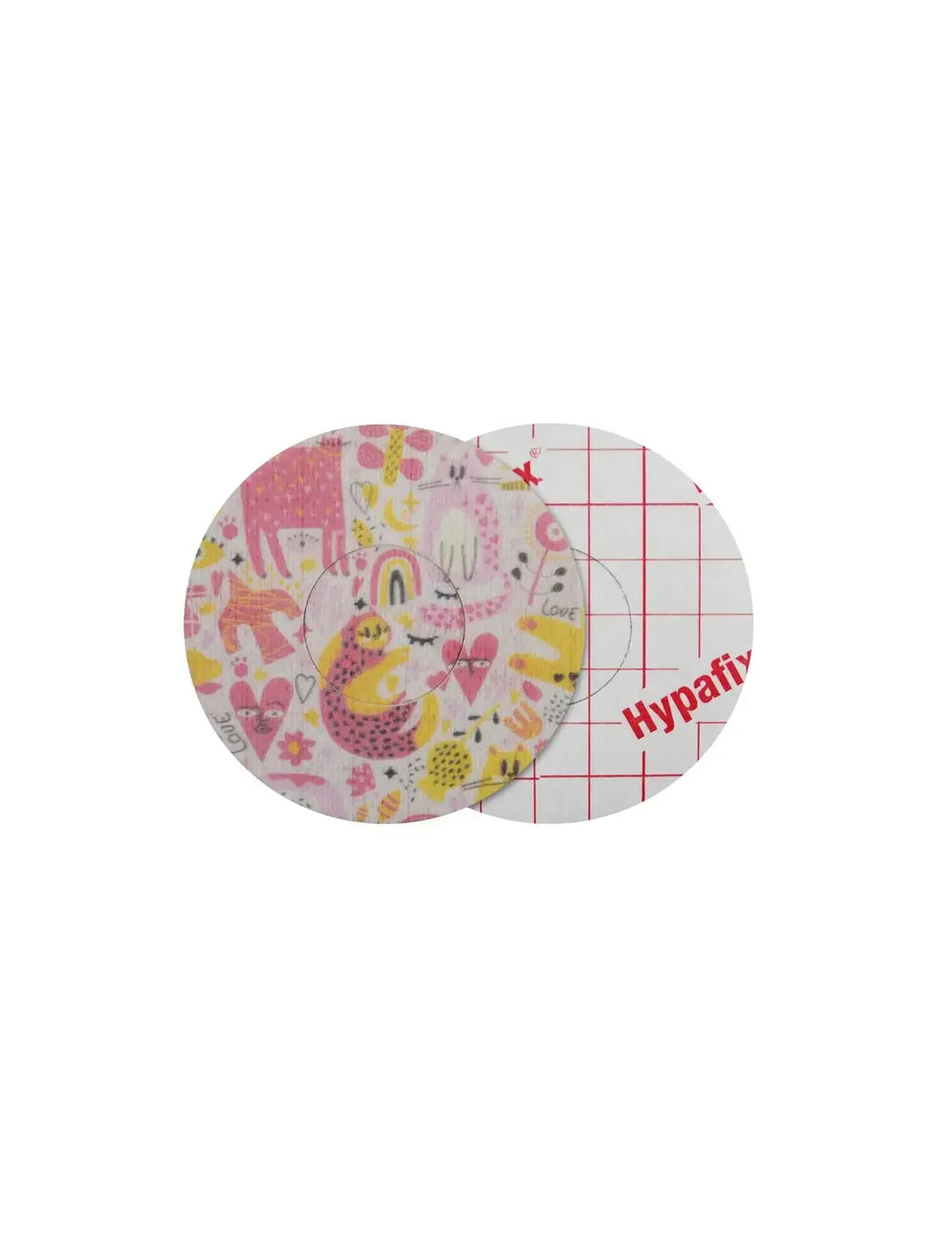 Patch adhésif FreeStyle Libre 2, motif Catch the Love, recto et dos avec film protecteur