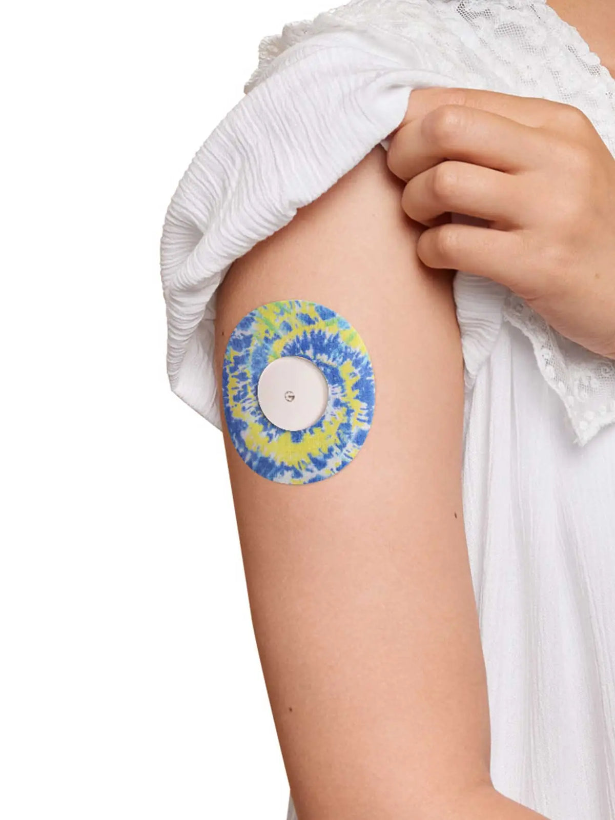 Patch adhésif FreeStyle Libre 2, Color Splash, motif tie-dye sur le bras