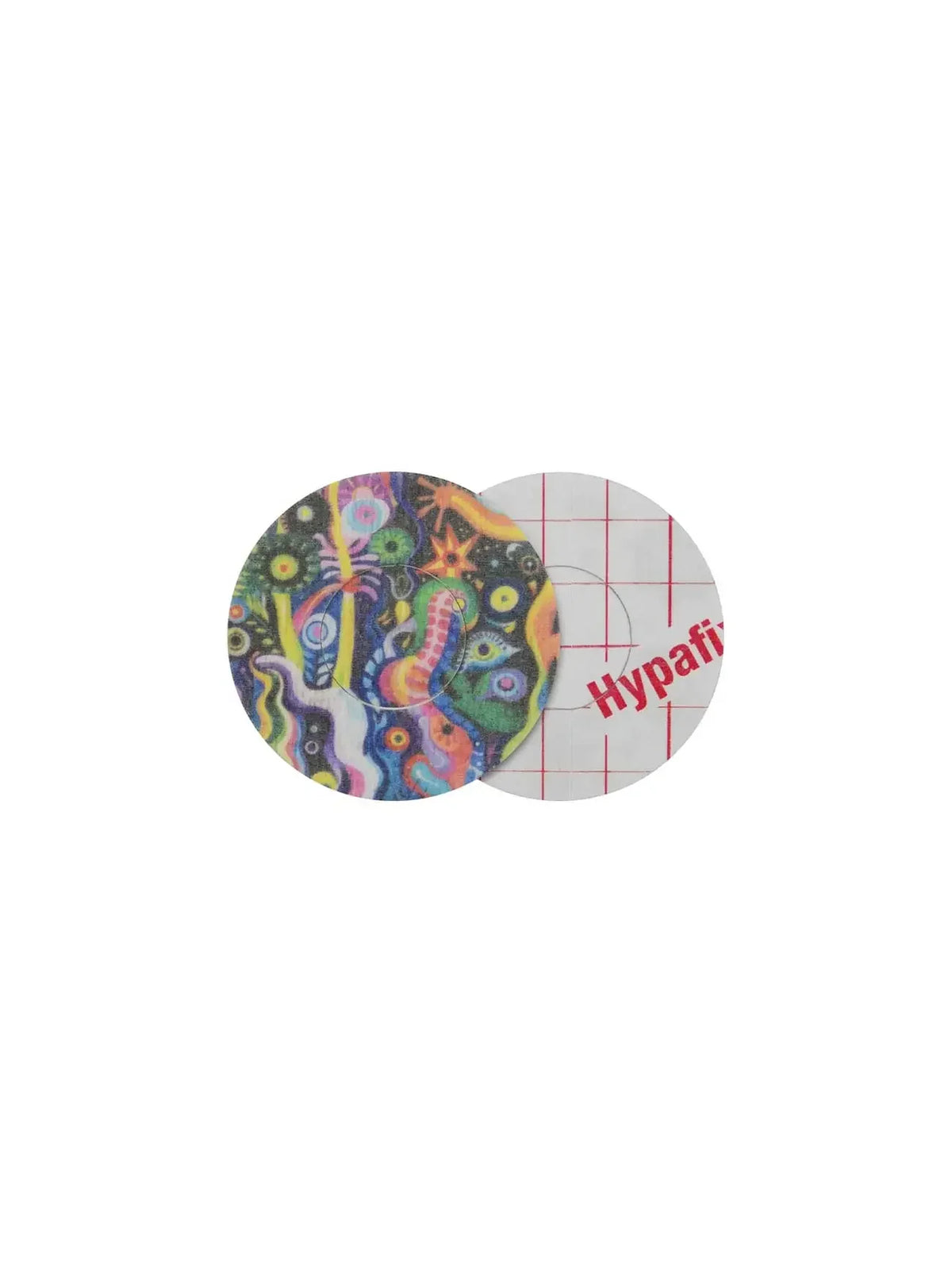 Patch adhésif FreeStyle Libre 3, motif Lucid Echo, recto et dos avec film protecteur