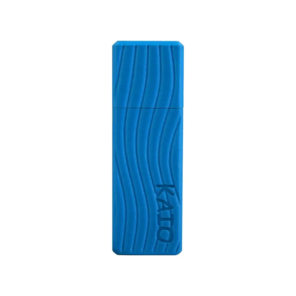 Blue 3D-printed Dextro Energy Protection Tube with textured wave design and secure cap for tablet storage