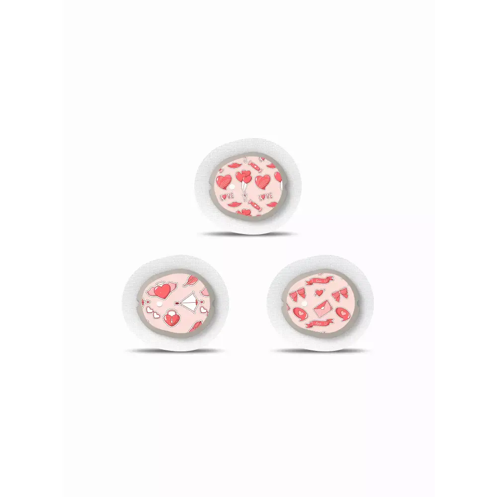 Valentine-themed Dexcom G7 sensor stickers with love designs, 2024 edition.
