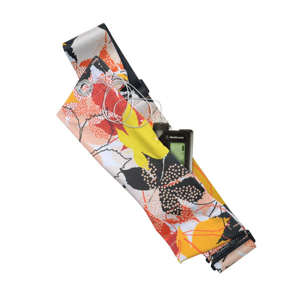 Ceinture ajustable pour pompe à insuline – imprimés floraux, fermeture G-Hook | Dia Belly-Belt 2