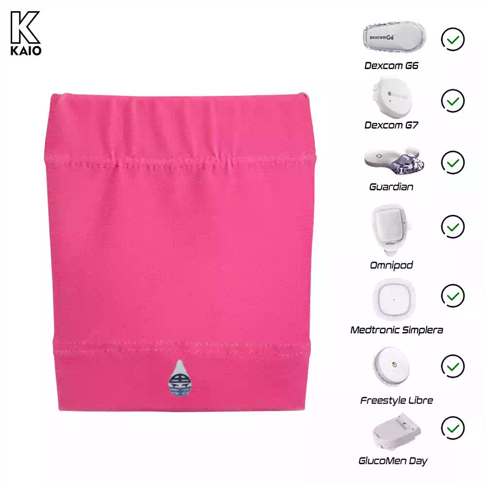Pink glucose sensor armband for children, Barbie Edition, compatible with Dexcom, Guardian, EasySense, Omnipod, Freestyle Libre, and GlucoMen Day sensors.