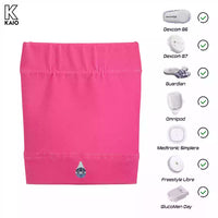 Pink glucose sensor armband for children, Barbie Edition, compatible with Dexcom, Guardian, EasySense, Omnipod, Freestyle Libre, and GlucoMen Day sensors.