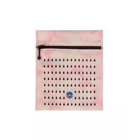 Insulin cooling wallet for vials or eye drops, featuring pink and black raindrop design with zipper closure.