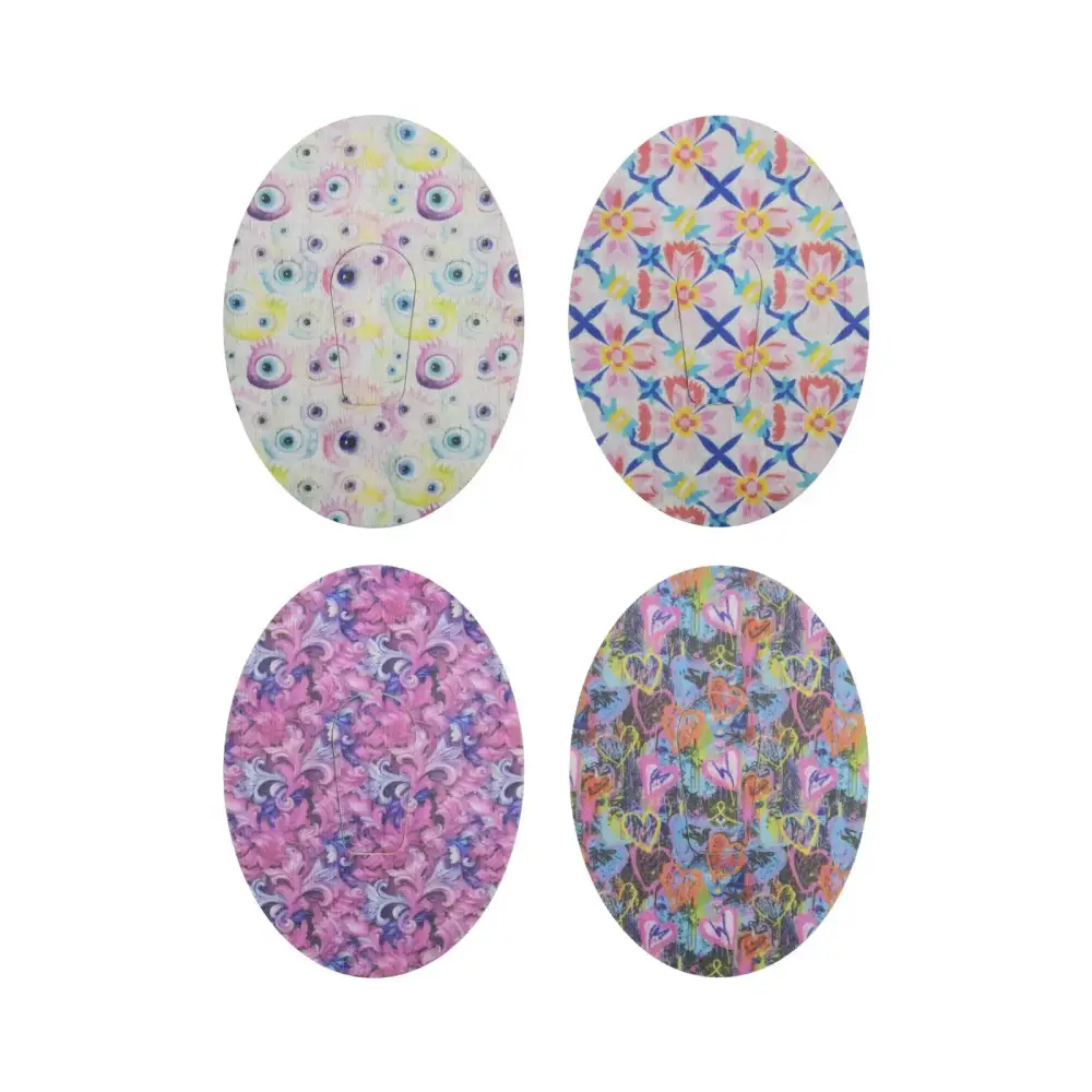 Patchs adhésifs Dexcom G6, série Spring, 4 motifs côte à côte