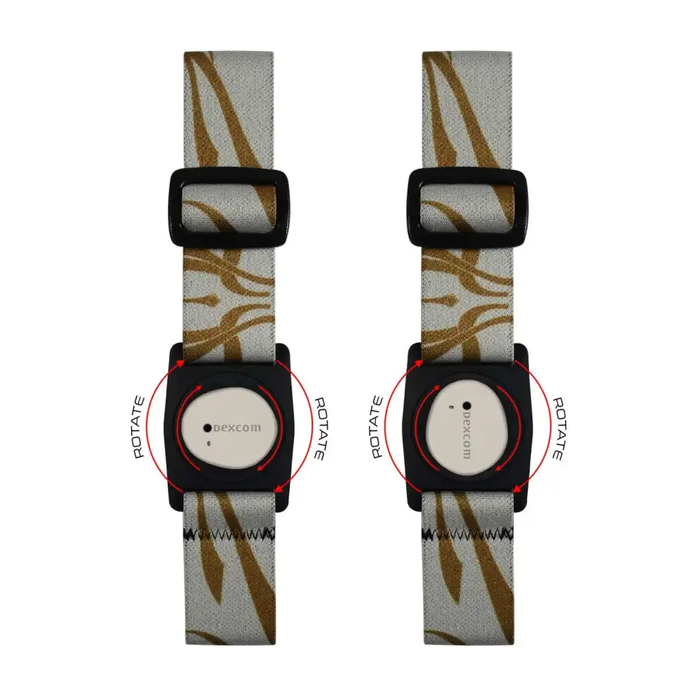 Two identical white and gold watch straps for Dexcom G7 Armband Summer Edition