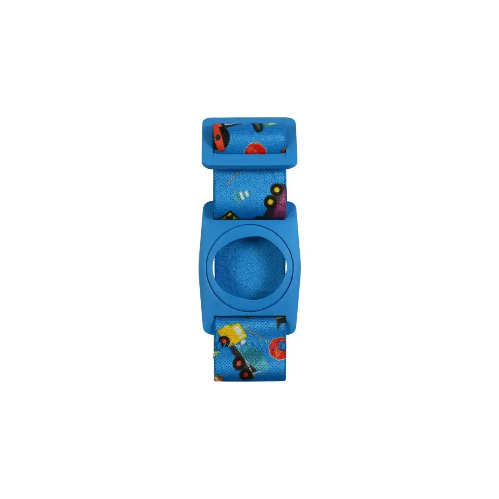Blue digital watch on Dia-Style armband with rotating clip for Dexcom G7 sensor