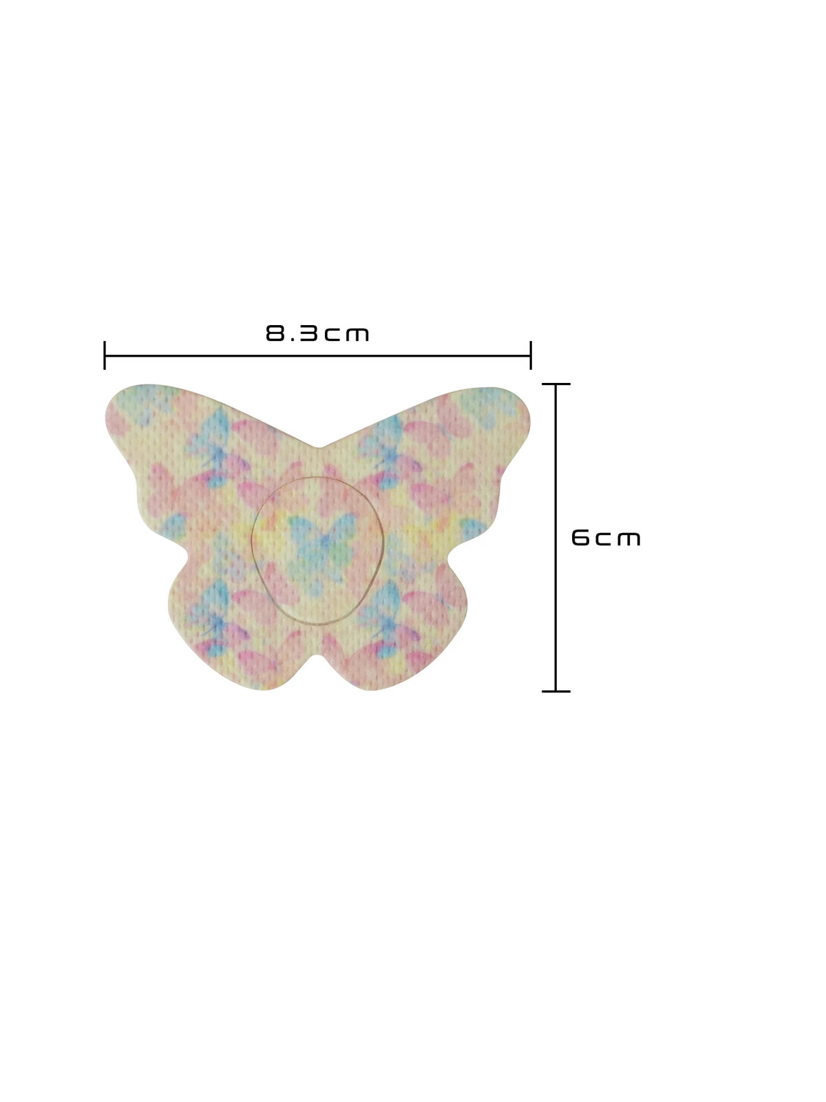 Patch adhésif Dexcom G7, forme papillon, dimensions 8,3 x 6 cm