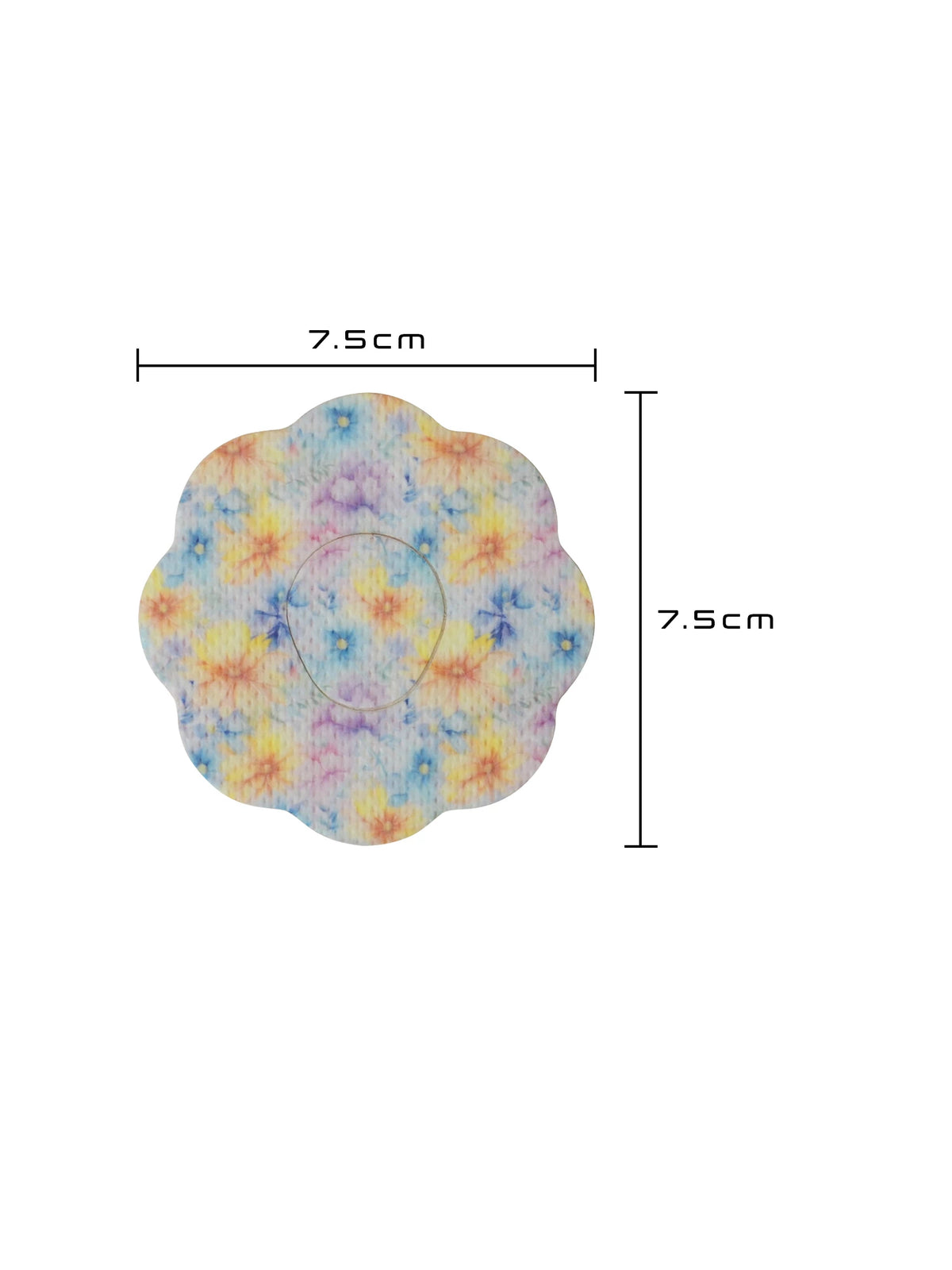Patch adhésif Dexcom G7, forme cookie, dimensions 7,5 x 7,5 cm