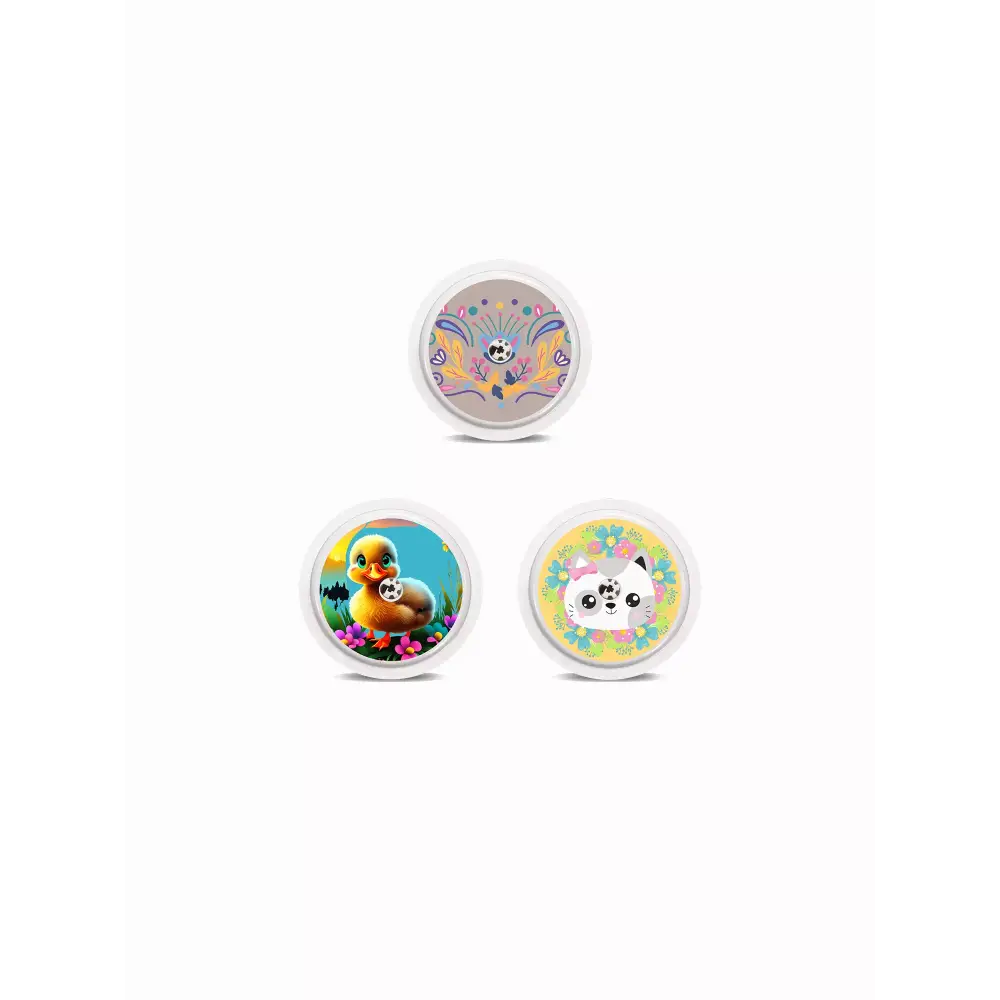 Freestyle Libre 2 sensor stickers, Spring Edition 2024, floral and animal designs.