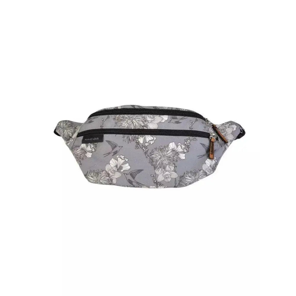 Fanny pack with insulin cooling system for diabetics, featuring floral design.