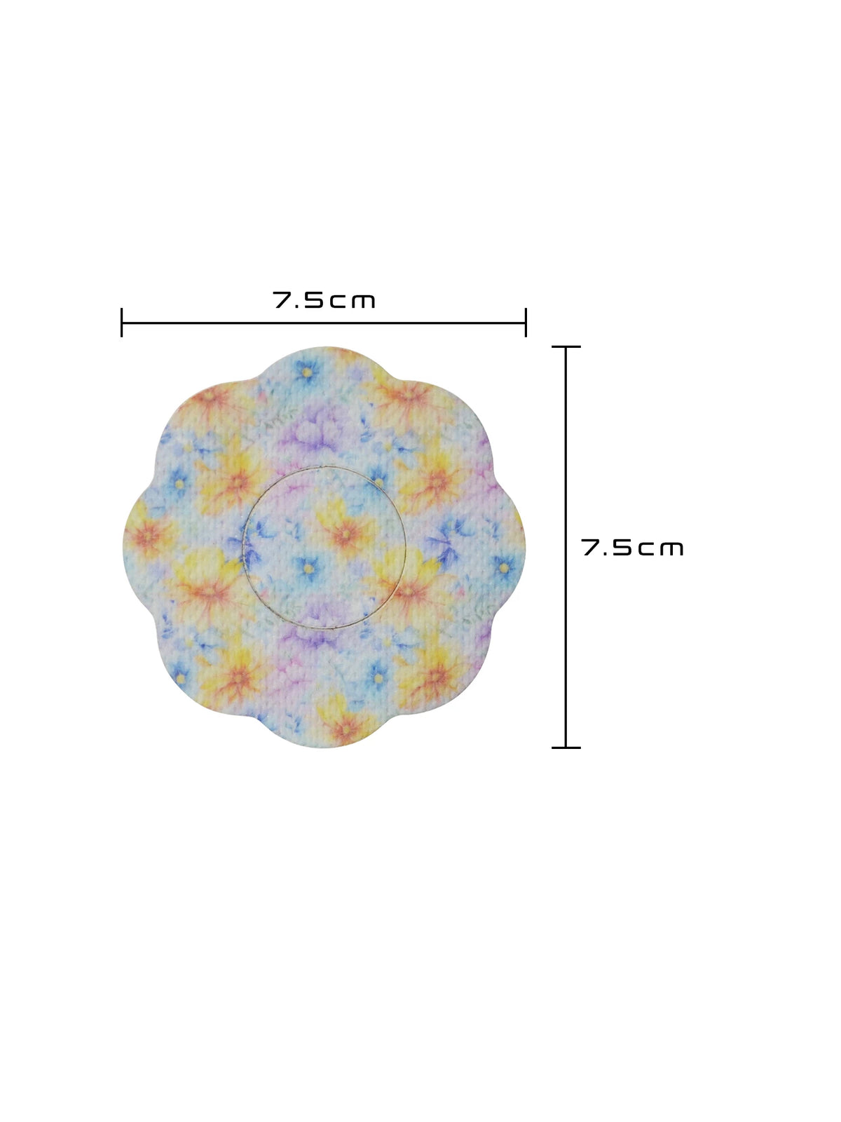 Patch adhésif FreeStyle Libre 2, forme cookie, dimensions 7,5 x 7,5 cm