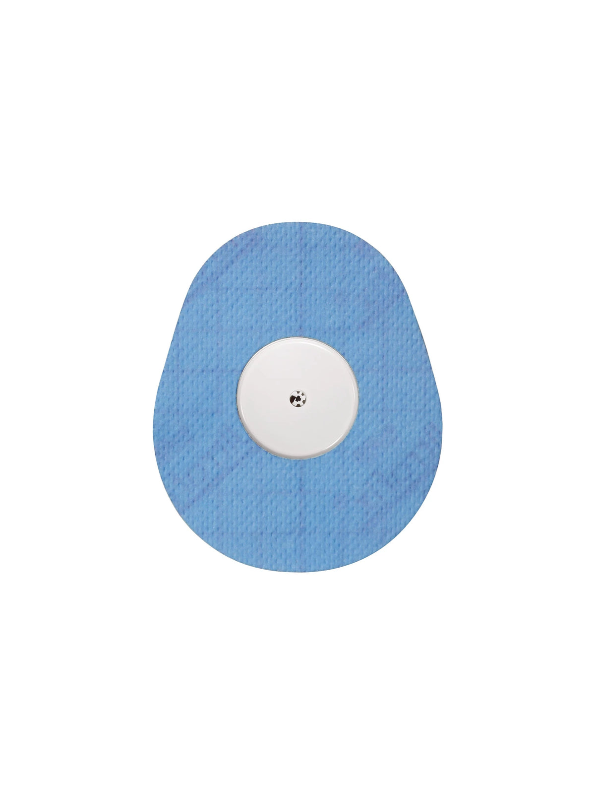 FreeStyle Libre 2 drop shape patch in blue solid color, breathable adhesive patch to help support sensor wear