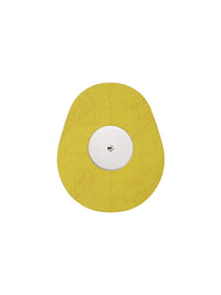 FreeStyle Libre 2 drop shape patch in yellow solid color, breathable adhesive patch to help support sensor wear