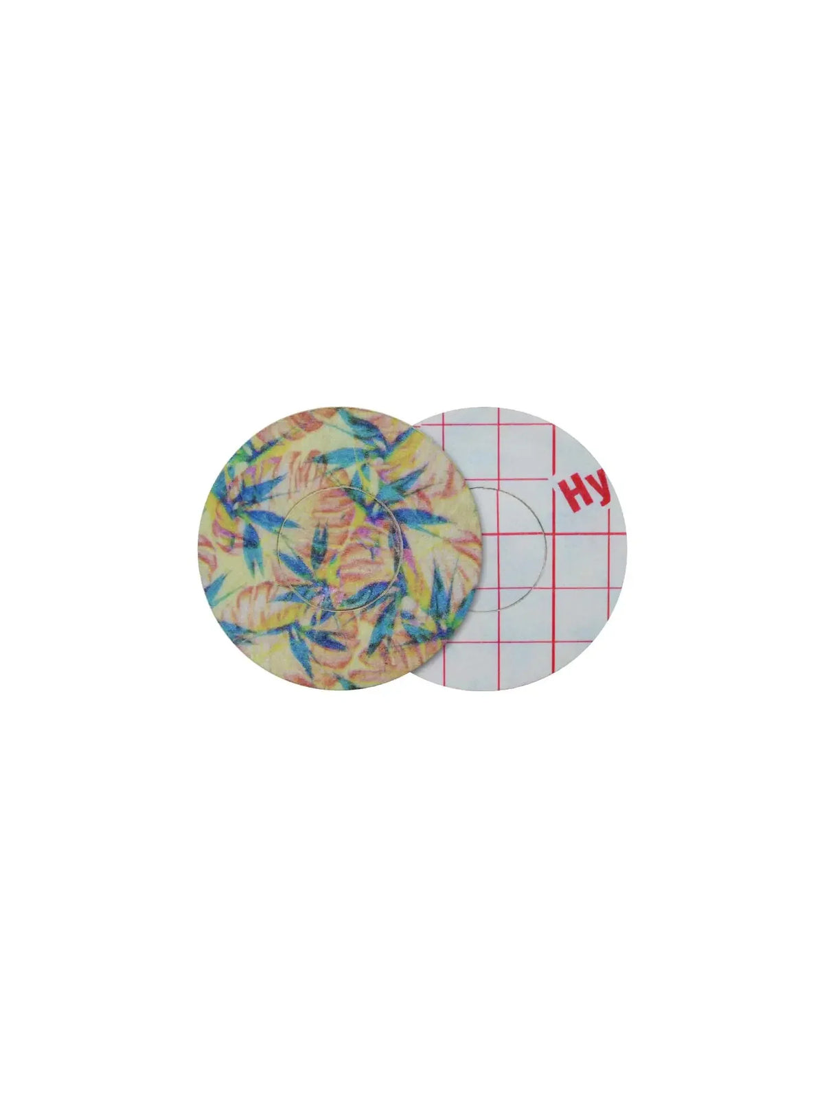 Patch adhésif FreeStyle Libre 3, motif Tequila Sunrise, recto et dos avec film protecteur