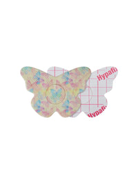 Patch adhésif FreeStyle Libre 3, forme papillon, recto et dos avec film protecteur