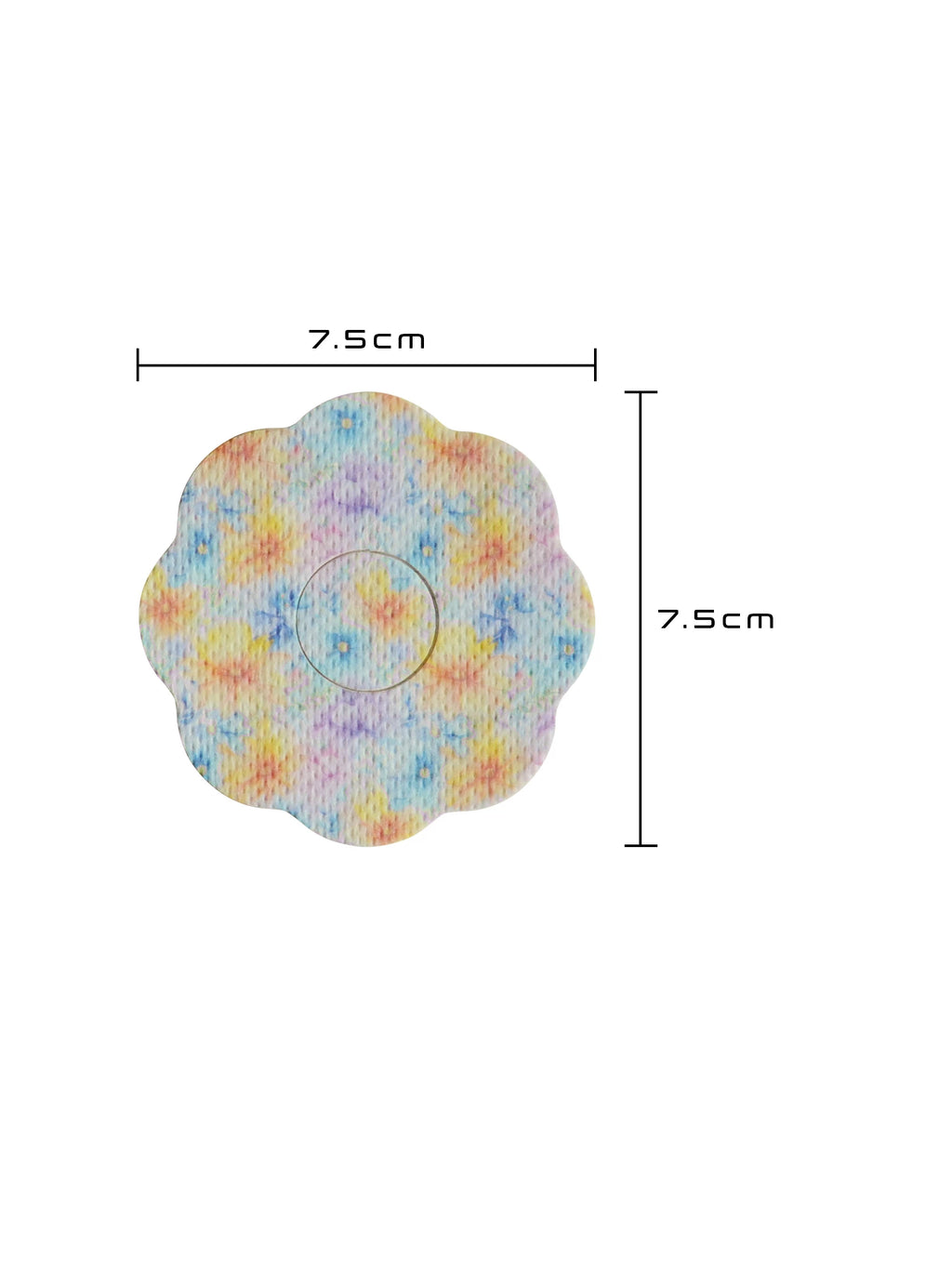 Patch adhésif FreeStyle Libre 3, forme cookie, dimensions 7,5 x 7,5 cm