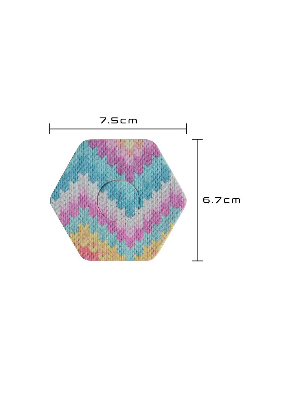 Patch adhésif FreeStyle Libre 3, forme hexagonale, dimensions 7,5 x 6,7 cm