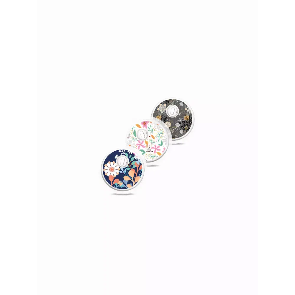 Freestyle Libre 3 Stickers in Fun Vibes Flowers design. Decorate your sensor with floral patterns. 3 stickers per pack. Non-removable.
