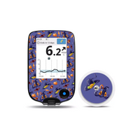 Freestyle Libre Reader and Sensor Stickers Halloween Edition with spooky designs.