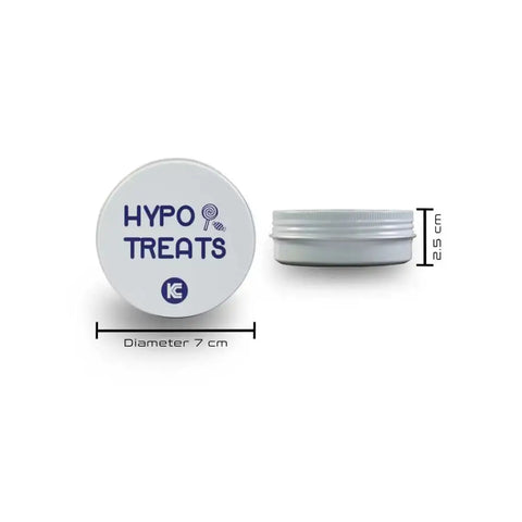 Reusable tin box for hypo treats included with GlucoMen Day CGM adjustable armband set