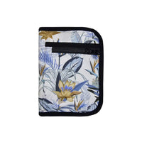 Compact diabetic travel case with floral design, ideal for organizing glucose meter and essentials.