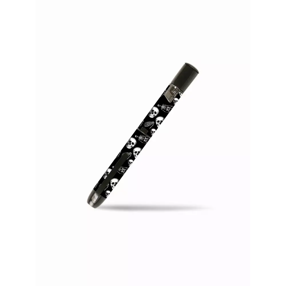 InPen Insulin Pen Stickers - Skeletons and skulls design on a black background.