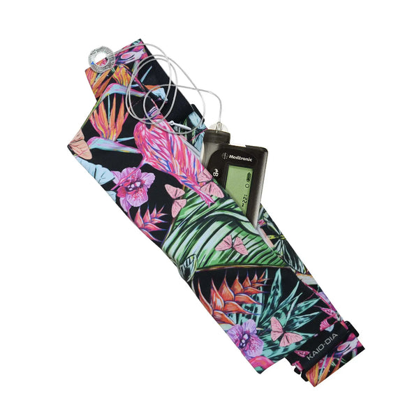 Ceinture ajustable pour pompe à insuline – imprimés floraux, fermeture G-Hook | Dia Belly-Belt 2