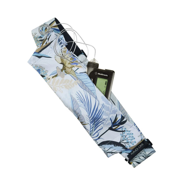 Ceinture ajustable pour pompe à insuline – imprimés floraux, fermeture G-Hook | Dia Belly-Belt 2