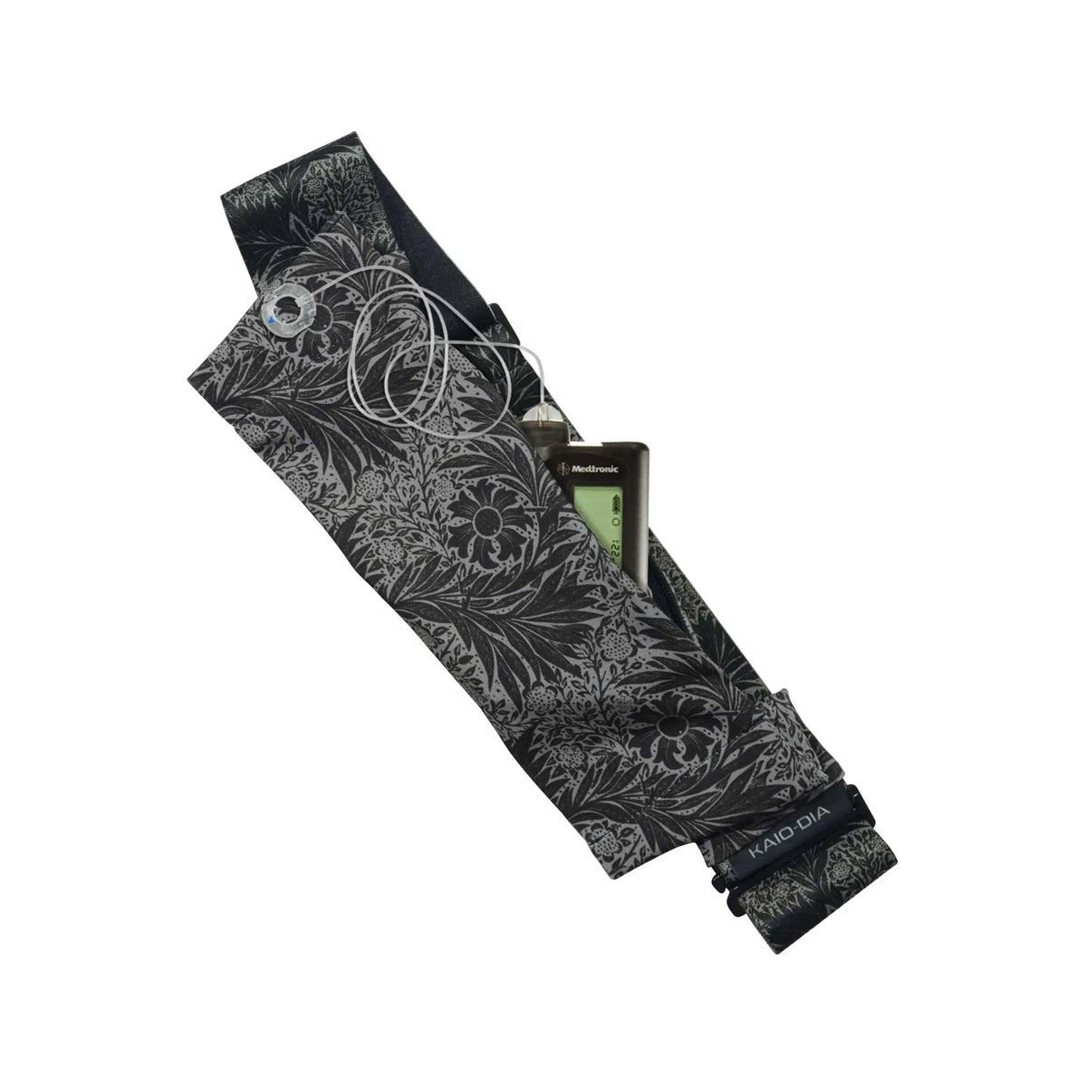 Midnight Tahiti insulin pump belt open with pump adjustable belt for secure insulin pump placement