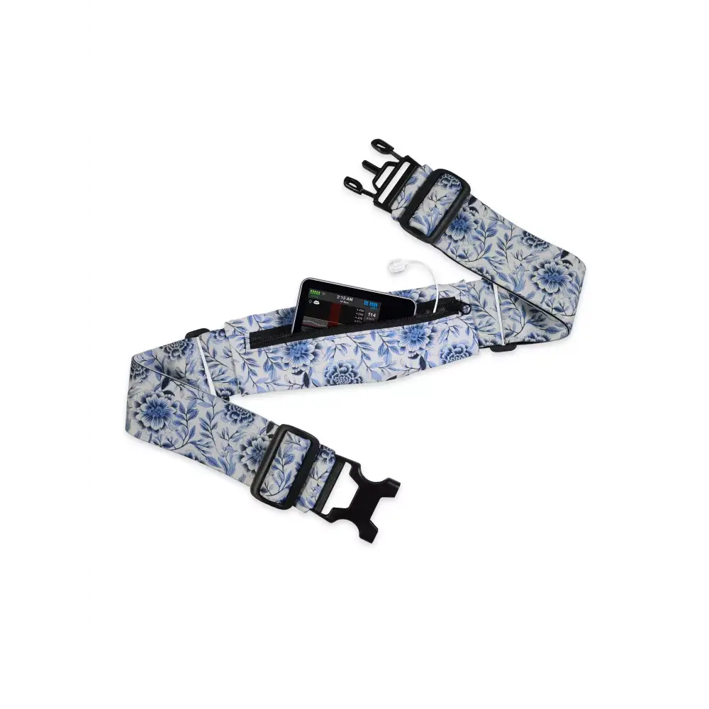 Insulin pump belt with window, Dia-Waist Belt TP, floral pattern, adjustable, secure fit, transparent powernet window.